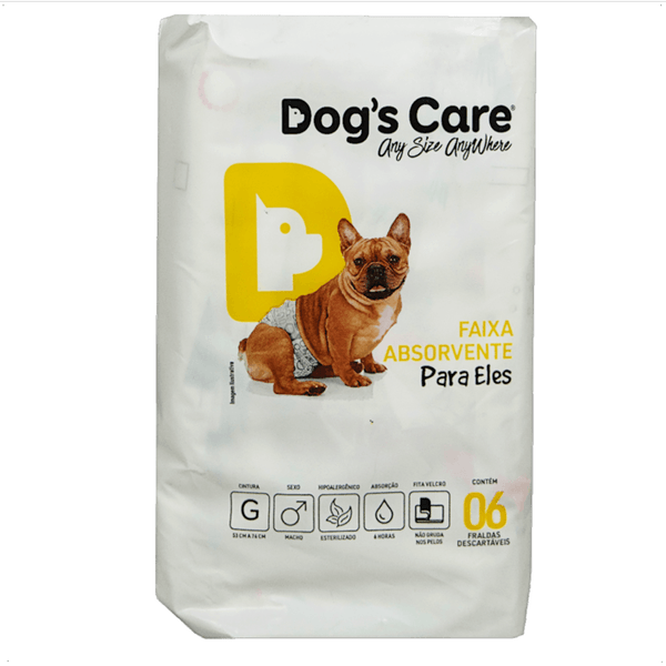 FRALDA HIGIÊNICA DESCARTÁVEL DOGS CARE G 06 UN PARA CÃES MACHOS